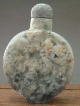 Antique Authenvintage Chinese Hand - Carved Green - Old - Jade Snuff Bottle 