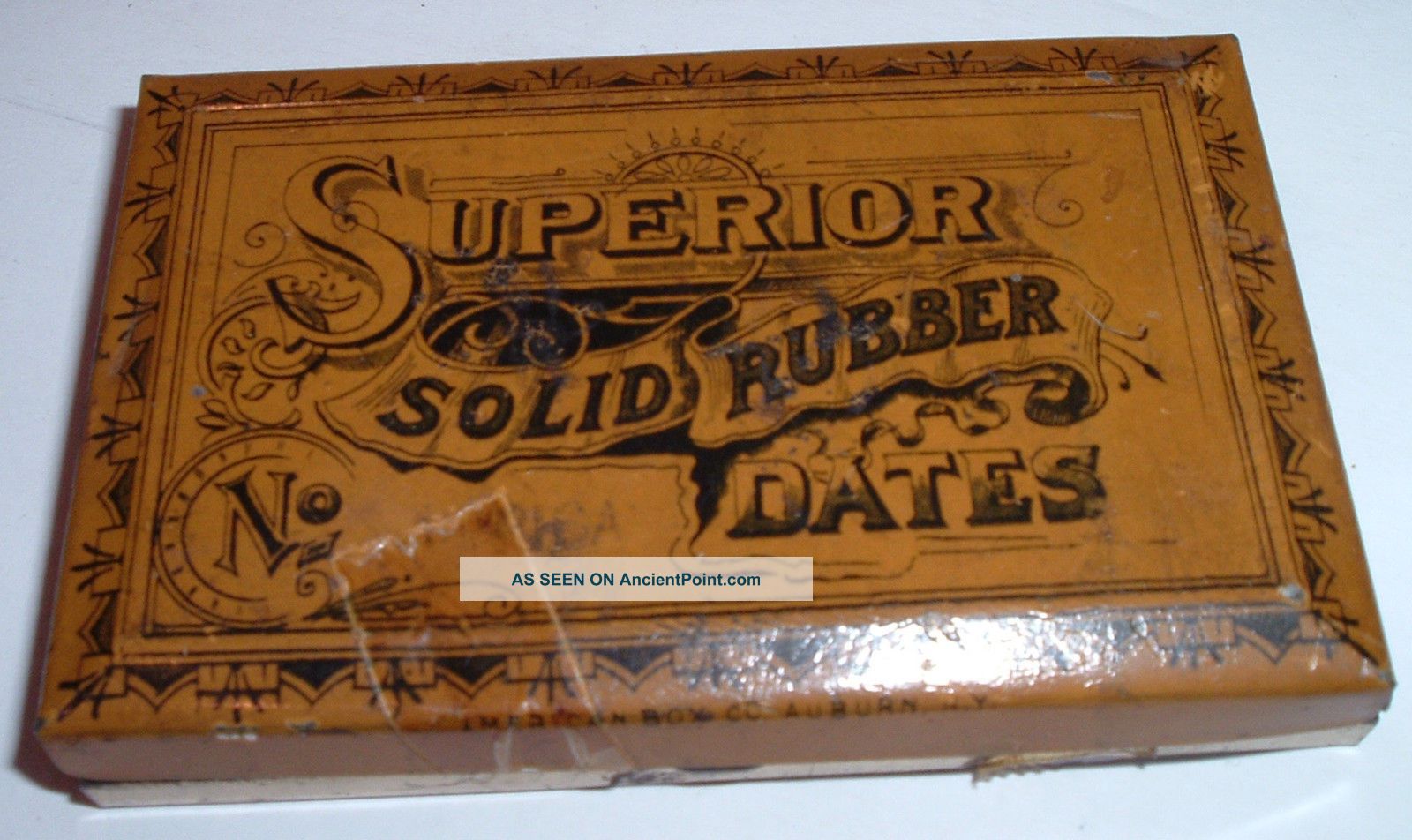 Antique Printer Months Dates Stamps In Superior Brand Tin Solid Rubber Binding, Embossing & Printing photo