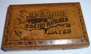 Antique Printer Months Dates Stamps In Superior Brand Tin Solid Rubber photo