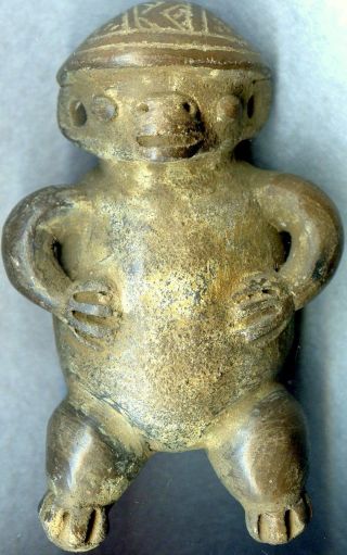 Pre - Columbian Rare Costa Rica Hollow Whistle Figure,  Ca; 300 - 500 Ad photo
