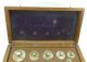 Antique Brass Weights In Wooden Case,  Jeweler Chemist Apothecary Scale Balance Scales photo 1