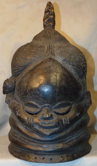 Antique African Mende Bundu Tribal Helmet Mask Sierra Leone C.  1890 - 1910 photo