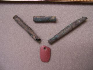 Auth Catlinite Pendant,  Copper Beads From An Arikara Site In Walworth Co.  Sd photo