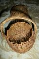 Small Antique Americana Basket With Handle And Lid Fine Woven Primitives photo 1