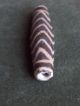 Pumtek Burmese Fossil Wood Bead - 6 Zig - Zag Stripes - 47mm (2) Far Eastern photo 2