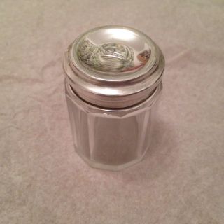 Antique Cut Glass Pot With Hallmarked Sterling Silver Lid - Birmingham 1912 photo