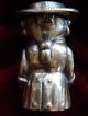 19th Century Figural Standing Gentleman Cast Brass Match Safe Box Holder Striker Metalware photo 1