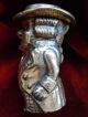 19th Century Figural Standing Gentleman Cast Brass Match Safe Box Holder Striker Metalware photo 2