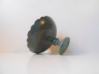 Danish 1930s Art Deco Bronze Curvy Pedestal Bowl Green Verdigris Patina Svm Just photo