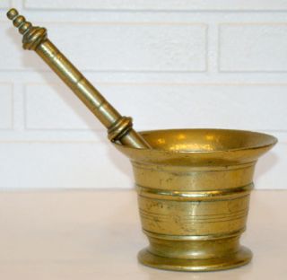1700 ' S 1800 ' S Antique Vintage Brass Bronze Mortar & Pestle Apothecary Pharmacy photo