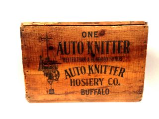 Antique Wooden Box Auto Knitter Hosiery Company,  Buffalo (1916 - 1927) photo