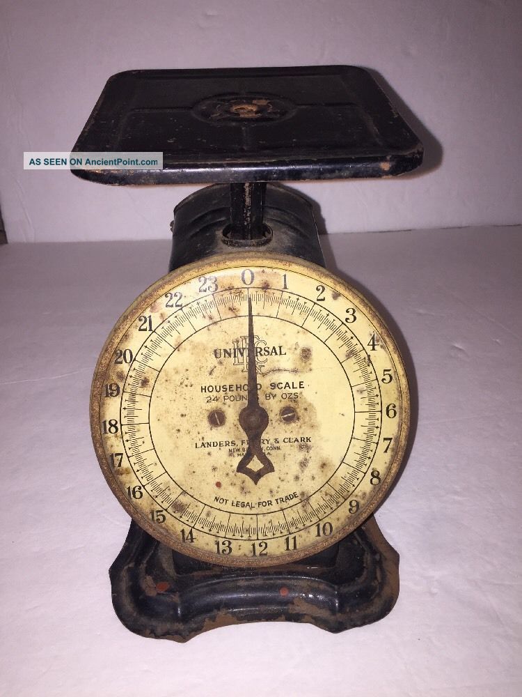 Antique Universal Family Scale Household Landers Frary Clark Black Paint 24 Lbs Scales photo