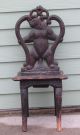 Outstanding Antique Black Forest Carved Wood Bear Childs Chair Glass Eyes 1800-1899 photo 1