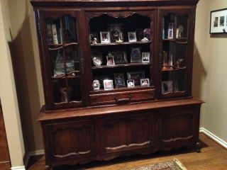 Antique Country French Oak China Hutch/bookcase photo