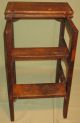 Antique Step Stool/stand/table Primitive Country Oak Finish Ca1900 1800-1899 photo 1