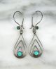 Mid Century Modernist Studio Made Sterling Silver Turquoise Tear Drop Earrings Mid-Century Modernism photo 1