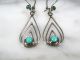 Mid Century Modernist Studio Made Sterling Silver Turquoise Tear Drop Earrings Mid-Century Modernism photo 3