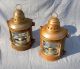 Antique Pair Perko Brass Ships Lanterns Marine Complete W/ Oil Lamps Great Shape Lamps & Lighting photo 3