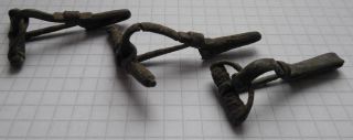 3 Ancient Roman Artifacts - Bronze Fibulae photo