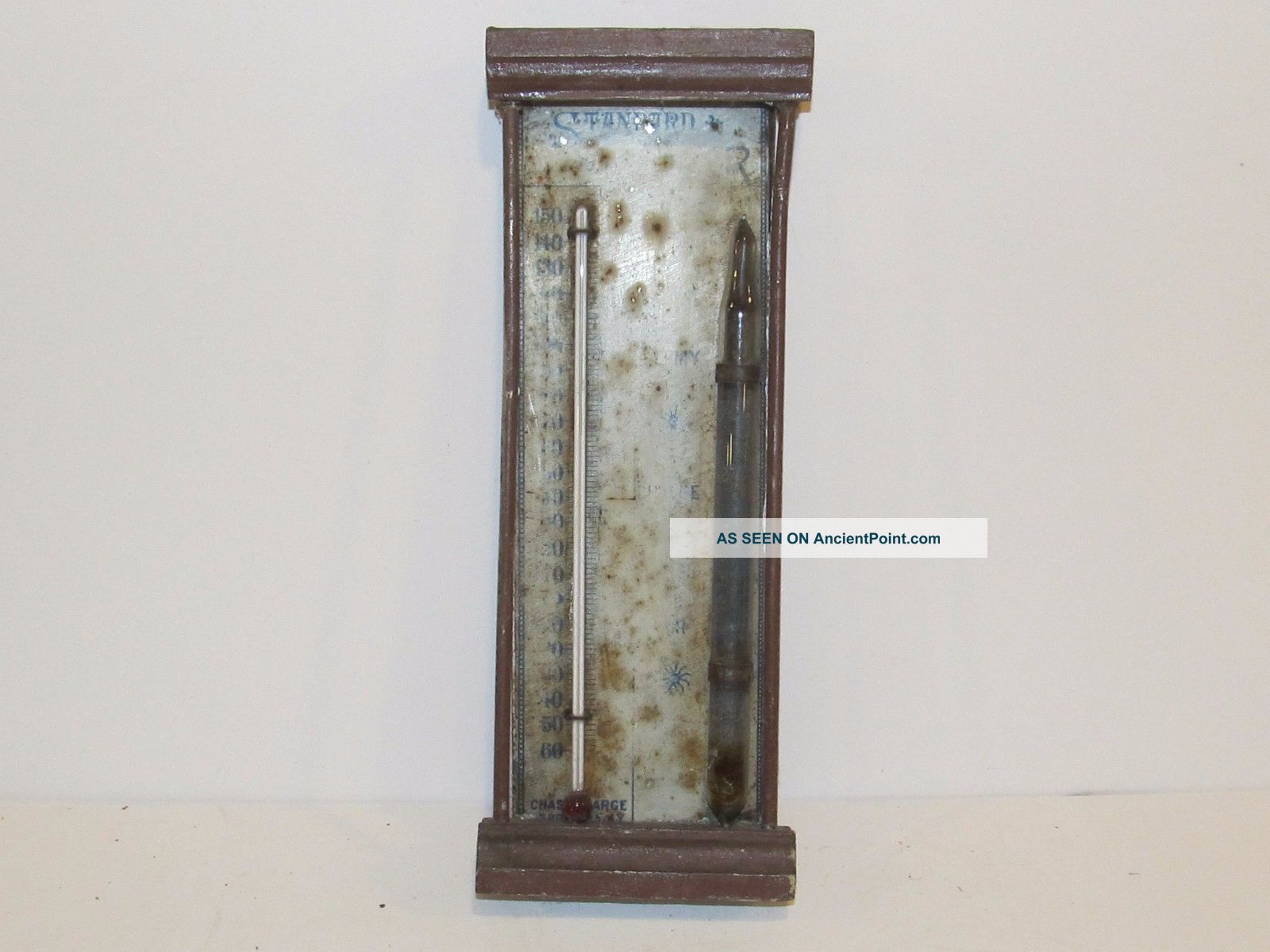 Antique 1900 ' S - Standard - Barometer - Thermometer Combination - Wood Case Old Barometers photo