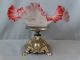 19thc Antique Victorian Era Art Glass Gilt Flower Painting Compote Brides Basket Bowls photo 5