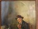 Antique Horn Player Old Musician In Pub Scene Bottle Whiskey Indoor Oil Painting Victorian photo 1