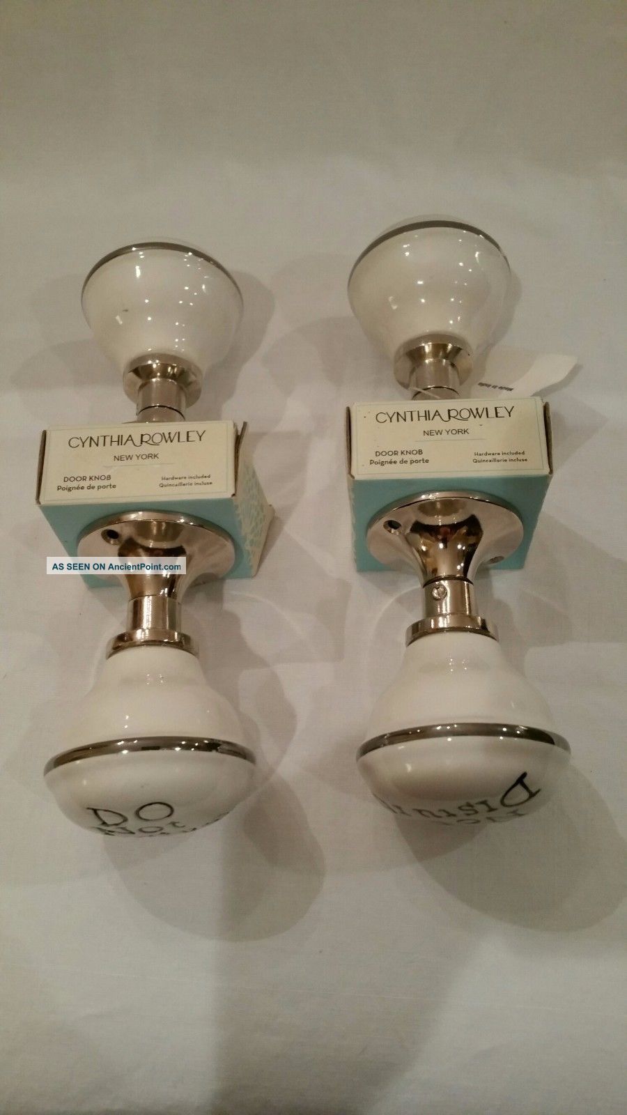 Cynthia Rowley White Door Knob Do Not Disturb Chrome White Porcelain Door Knobs & Handles photo