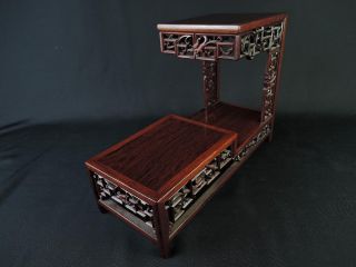 B4609: Chinese Wooden Karaki Shapely Incense Burner Table Stand Garden photo