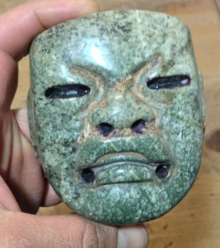 Modern.  Olmec Maskette On Green Stone. photo