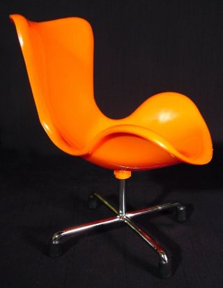 Miniature Sampler Egg Swan Chair Mid Century Modern Home Decor Pantone Orange photo