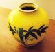 Japanese Small Yellow Bamboo Cloisonne Vase 3 7/8 