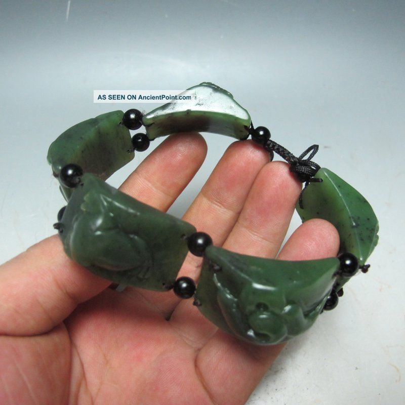 100 Natural Chinese Hetian Jade Hand - Carved Wudu Bracelet (including Certifica) Bracelets photo