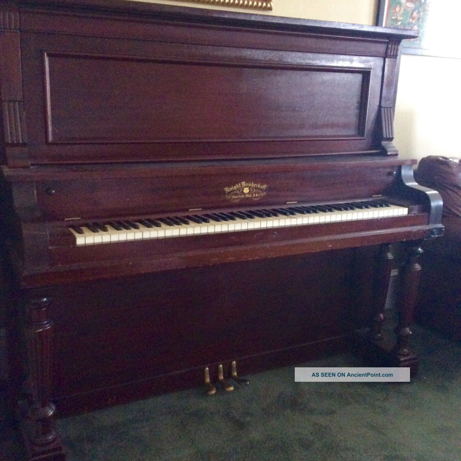 Knight Brinkerhoff 1874 Upright Piano Mahogony Restored 1985 Pianotuner Said Vg Keyboard photo