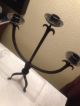 Hand Forged Wrought Iron 3 Lite Candelabra.  Candlestick Holder Rustic Primitives photo 1