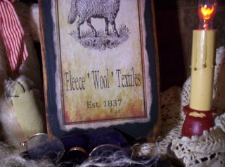 Primitive Antique Vintage Style Wood Sign - Homespun Sheep Wool Company Textiles photo