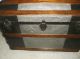 Wonderful Large Antique Hump Back Steamer Trunk Chest Metal Wood With Keys 1800-1899 photo 4