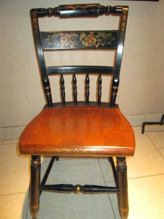 1 Signed Hitchcock Classic Dining Country Side Chairs In Black & Harvest Finish photo