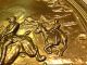 Antique English Hunt Scene Large Brass Repousse Tray Wall Decor Horses Dogs Metalware photo 3