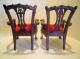 Pair Antique Vintage Victorian Queen Anne Style Salesman Samples Or Doll Chairs 1900-1950 photo 2