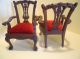 Pair Antique Vintage Victorian Queen Anne Style Salesman Samples Or Doll Chairs 1900-1950 photo 4