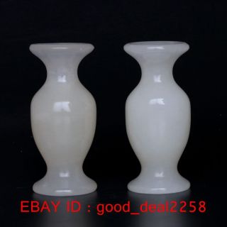 100 Natural White Jade Hand - Carved A Vase photo