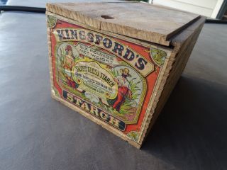 100 Kingsford ' S Silver Gloss Starch Antique Wooden Box Crate photo