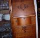 Antique Tiger Oak Side By Side Desk W/ Bookcase And Beveled Mirror 1900-1950 photo 3