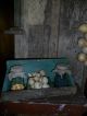 Primitive Wooden Wall Box,  Hoosier Green (3) Cubbies,  Pantry Jars,  Gourds,  Bin Primitives photo 9