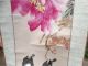 Vintage Chinese Water Colour Scroll Flowers And Feeding Birds Signed China Scrolls photo 3