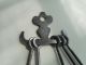 Hand Forged And Dated 1954 Meat Skewers & Hanger.  Iron Skewers With Rack Hearth Ware photo 1