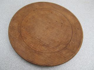 Old Antique Wooden Primitive Hand Carved Round Bowl Cup Plate With Spoons photo
