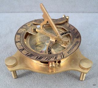 Vintage Pittsburgh Brass Sundial Compass Lever - Estate Find photo