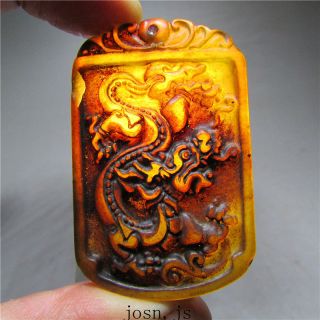 Chinese Natural Culture Old Jade,  Pendant Necklace,  Dragon,  Hand - Carved photo
