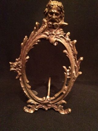 Antique Roccoco Style Bronze Or Brass Oval Picture Frame 7.  5 